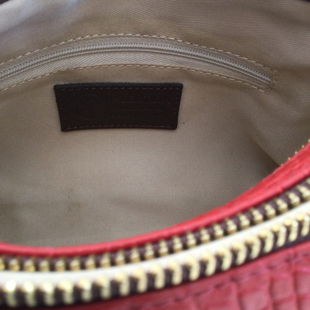 Valentina Genuine Leather Made In Italy Red Crossbody Handbag Beautiful - Picture 11 of 13